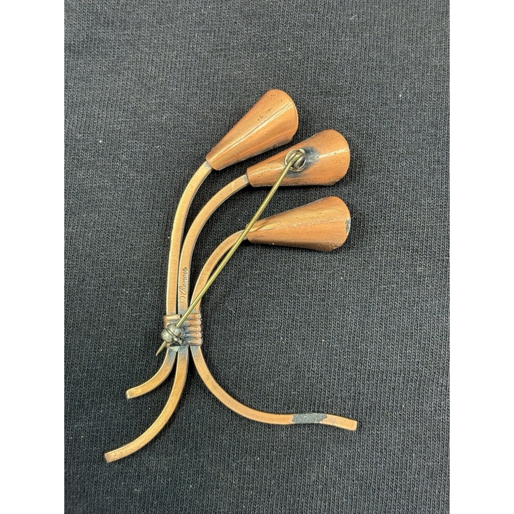 Vintage Matisse Renoir Calla Lily Copper Brooch 3 1/8" long - Beautiful MCM - Picture 4 of 5